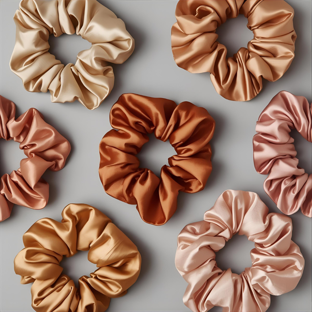 SilkDream™ – 100% Mulberry Silk Scrunchies (4-pack)